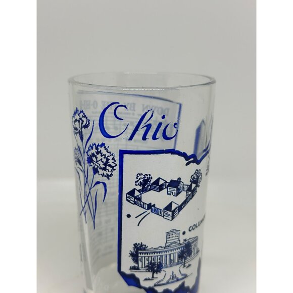 VTG Hazel Atlas Ohio Souvenir Glass | Blue O-Hi-O Song Graphics & Lyrics 5.25" - Picture 4 of 9